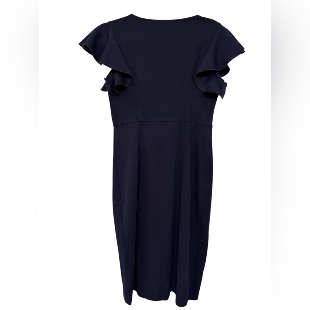 iHot Faux Wrap Ruched Front Ruffle Sleeve Dress - Picture 5 of 9